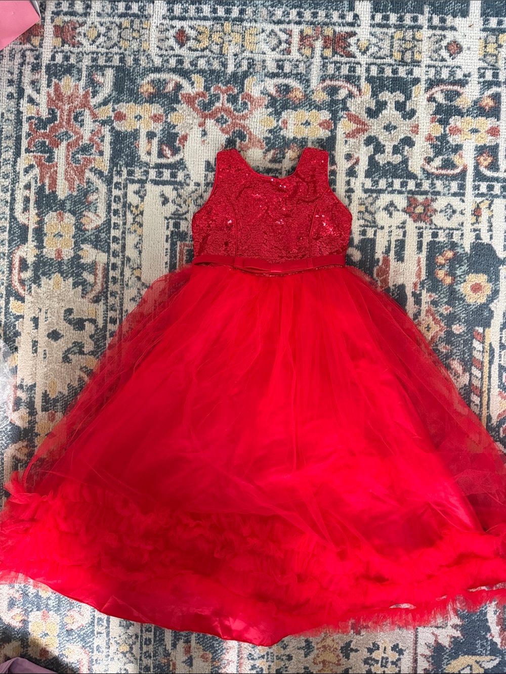 Gorgeous Girls Red Sequin Tulle Party Dress gown